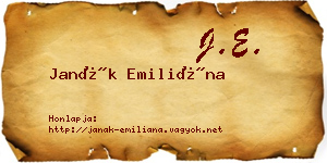 Janák Emiliána névjegykártya